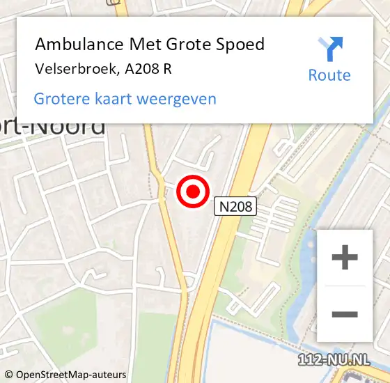 Locatie op kaart van de 112 melding: Ambulance Met Grote Spoed Naar Santpoort-Noord, Velserbroekstraat op 22 april 2021 21:45