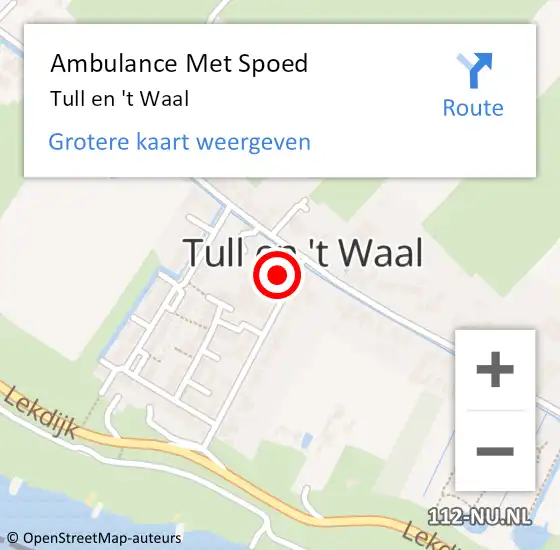 Locatie op kaart van de 112 melding: Ambulance Met Spoed Naar Tull en 't Waal op 23 april 2021 08:36