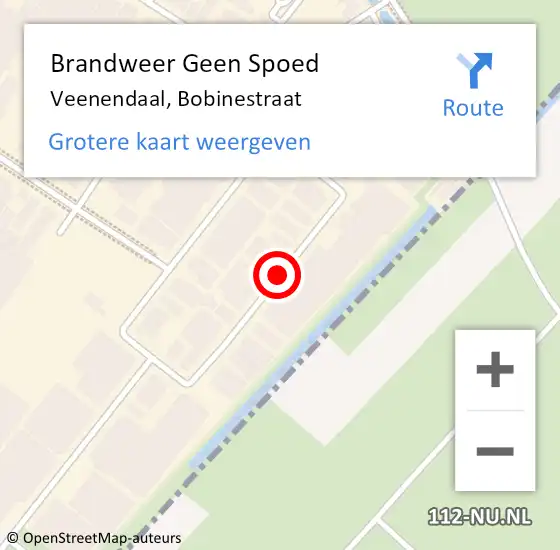 Locatie op kaart van de 112 melding: Brandweer Geen Spoed Naar Veenendaal, Bobinestraat op 23 april 2021 12:39