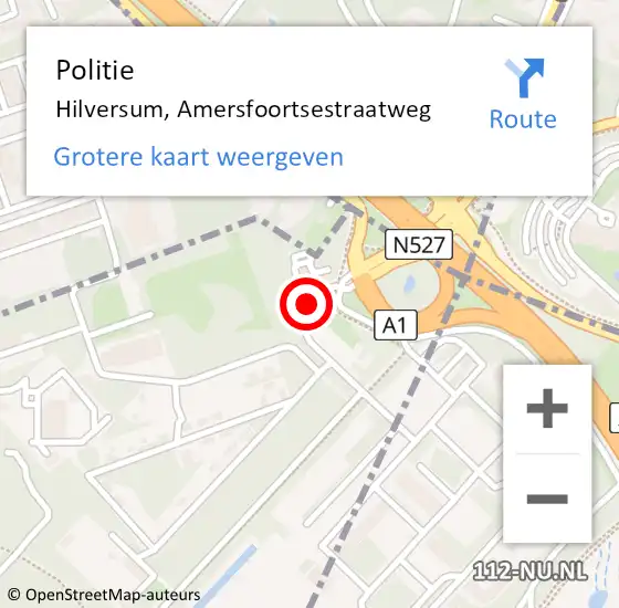 Locatie op kaart van de 112 melding: Politie Hilversum, Amersfoortsestraatweg op 23 april 2021 14:32