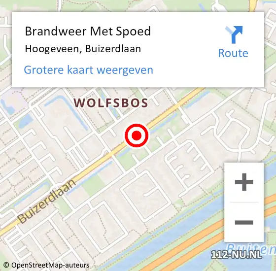 Locatie op kaart van de 112 melding: Brandweer Met Spoed Naar Hoogeveen, Buizerdlaan op 23 april 2021 15:14