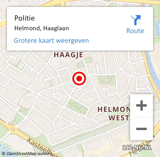Locatie op kaart van de 112 melding: Politie Helmond, Haaglaan op 23 april 2021 16:25