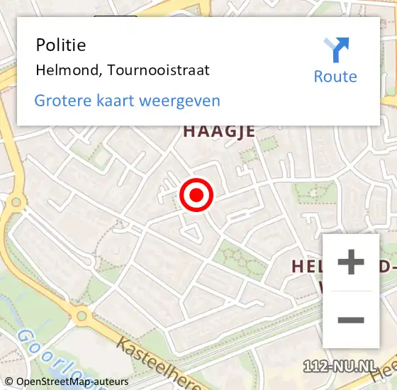 Locatie op kaart van de 112 melding: Politie Helmond, Tournooistraat op 23 april 2021 16:26
