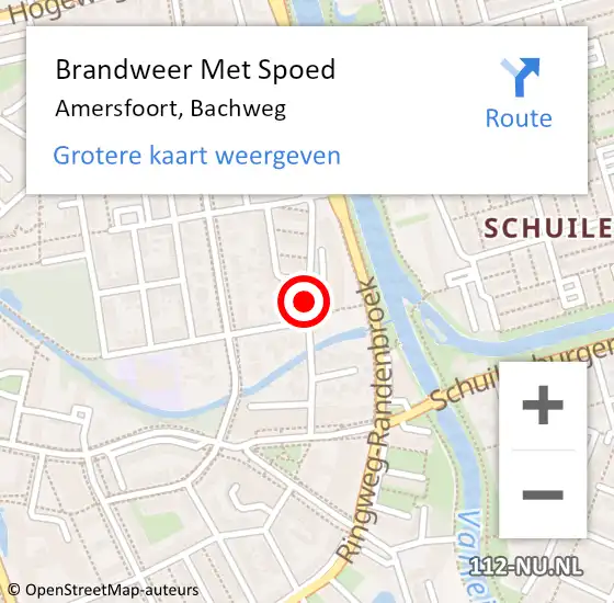 Locatie op kaart van de 112 melding: Brandweer Met Spoed Naar Amersfoort, Bachweg op 23 april 2021 19:35