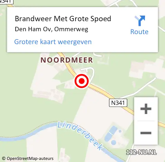 Locatie op kaart van de 112 melding: Brandweer Met Grote Spoed Naar Den Ham Ov, Ommerweg op 23 april 2021 20:38