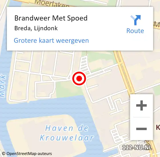Locatie op kaart van de 112 melding: Brandweer Met Spoed Naar Breda, Lijndonk op 23 april 2021 22:24