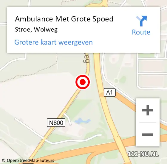 Locatie op kaart van de 112 melding: Ambulance Met Grote Spoed Naar Stroe, Wolweg op 24 april 2021 07:11