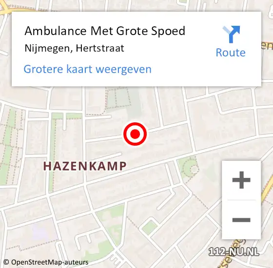 Locatie op kaart van de 112 melding: Ambulance Met Grote Spoed Naar Nijmegen, Hertstraat op 24 april 2021 10:43