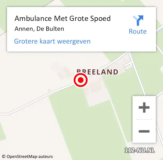 Locatie op kaart van de 112 melding: Ambulance Met Grote Spoed Naar Annen, De Bulten op 24 april 2021 16:11