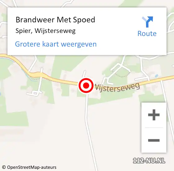 Locatie op kaart van de 112 melding: Brandweer Met Spoed Naar Spier, Wijsterseweg op 24 april 2021 18:05