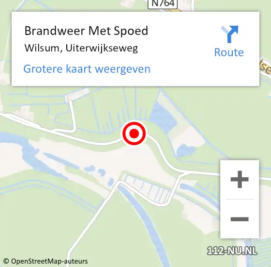 Locatie op kaart van de 112 melding: Brandweer Met Spoed Naar Wilsum, Uiterwijkseweg op 24 april 2021 22:44