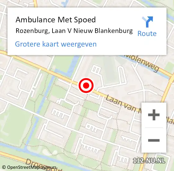 Locatie op kaart van de 112 melding: Ambulance Met Spoed Naar Rozenburg, Laan V Nieuw Blankenburg op 24 april 2021 23:11