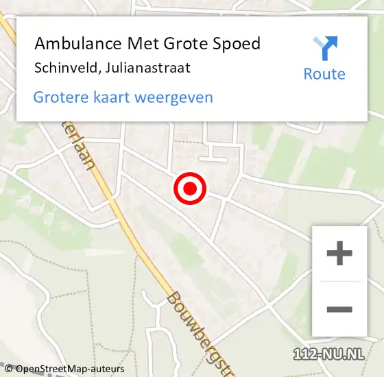 Locatie op kaart van de 112 melding: Ambulance Met Grote Spoed Naar Schinveld, Julianastraat op 8 juni 2014 20:55
