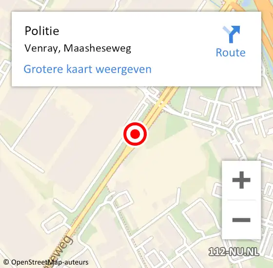 Locatie op kaart van de 112 melding: Politie Venray, Maasheseweg op 25 april 2021 13:55