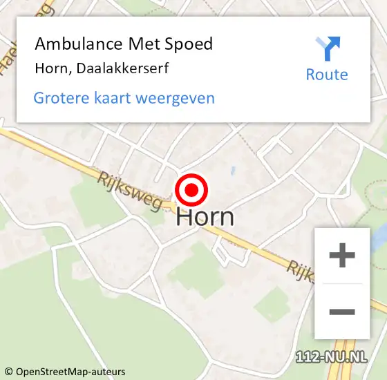 Locatie op kaart van de 112 melding: Ambulance Met Spoed Naar Horn, Daalakkerserf op 25 april 2021 19:20