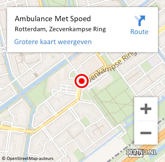 Locatie op kaart van de 112 melding: Ambulance Met Spoed Naar Rotterdam, Zecvenkampse Ring op 25 april 2021 23:48
