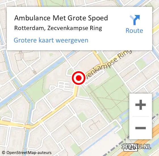 Locatie op kaart van de 112 melding: Ambulance Met Grote Spoed Naar Rotterdam, Zecvenkampse Ring op 26 april 2021 00:06
