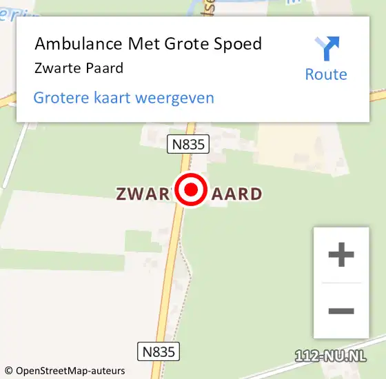 Locatie op kaart van de 112 melding: Ambulance Met Grote Spoed Naar Zwarte Paard op 26 april 2021 00:45