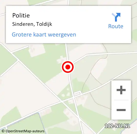 Locatie op kaart van de 112 melding: Politie Sinderen, Toldijk op 26 april 2021 14:03