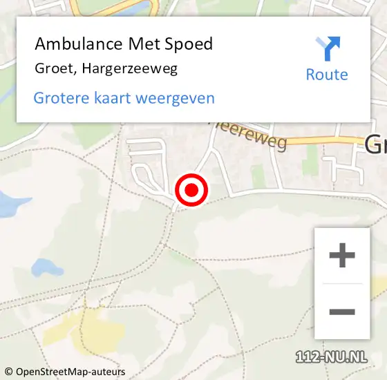 Locatie op kaart van de 112 melding: Ambulance Met Spoed Naar Groet, Hargerzeeweg op 26 april 2021 14:53
