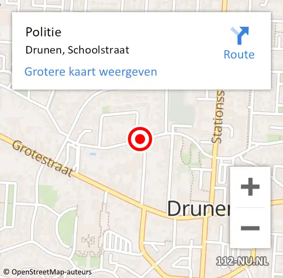 Locatie op kaart van de 112 melding: Politie Drunen, Schoolstraat op 26 april 2021 16:08