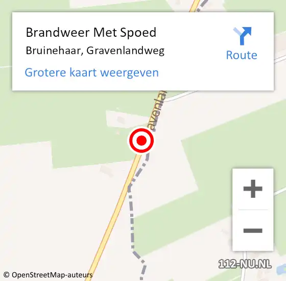 Locatie op kaart van de 112 melding: Brandweer Met Spoed Naar Bruinehaar, Gravenlandweg op 26 april 2021 20:35