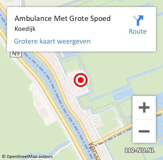 Locatie op kaart van de 112 melding: Ambulance Met Grote Spoed Naar Koedijk op 27 april 2021 17:19