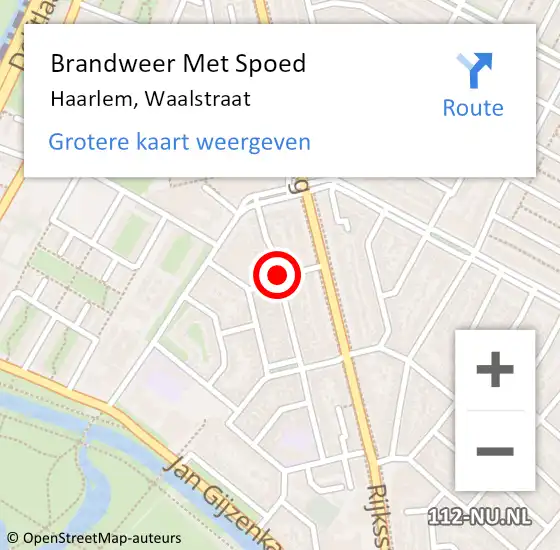 Locatie op kaart van de 112 melding: Brandweer Met Spoed Naar Haarlem, Waalstraat op 28 april 2021 13:50