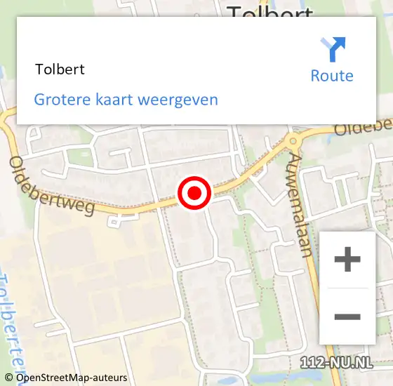 Locatie op kaart van de 112 melding:  Tolbert op 28 april 2021 16:21