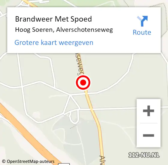 Locatie op kaart van de 112 melding: Brandweer Met Spoed Naar Hoog Soeren, Alverschotenseweg op 29 april 2021 13:28