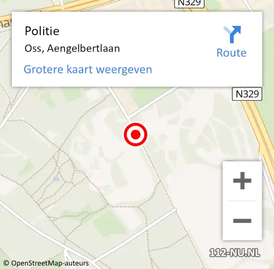 Locatie op kaart van de 112 melding: Politie Oss, Aengelbertlaan op 29 april 2021 18:38