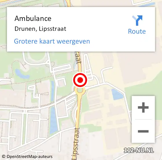 Locatie op kaart van de 112 melding: Ambulance Drunen, Lipsstraat op 29 april 2021 22:52
