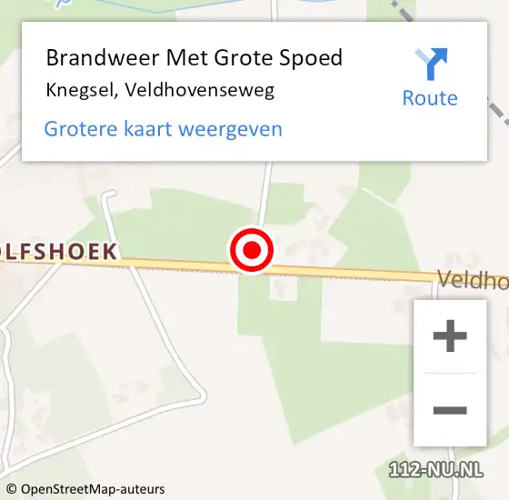 Locatie op kaart van de 112 melding: Brandweer Met Grote Spoed Naar Knegsel, Veldhovenseweg op 30 april 2021 12:45