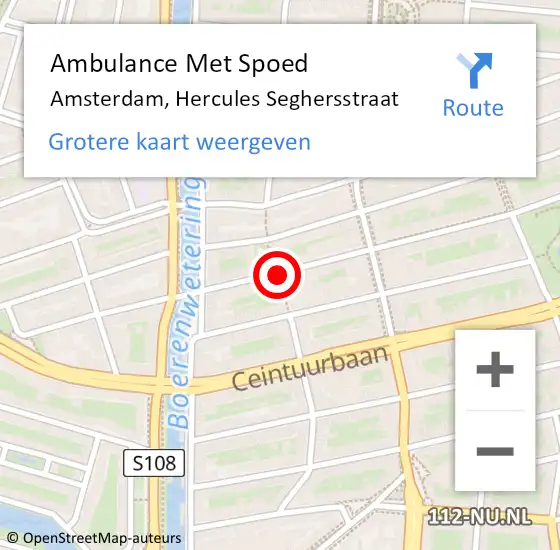 Locatie op kaart van de 112 melding: Ambulance Met Spoed Naar Amsterdam, Hercules Seghersstraat op 1 mei 2021 01:43