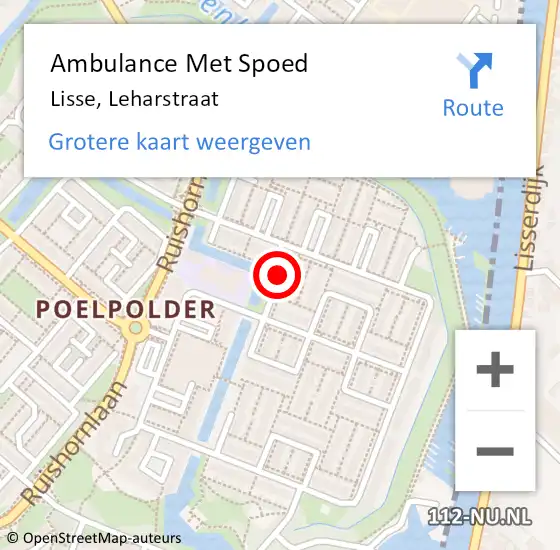 Locatie op kaart van de 112 melding: Ambulance Met Spoed Naar Lisse, Leharstraat op 1 mei 2021 10:11