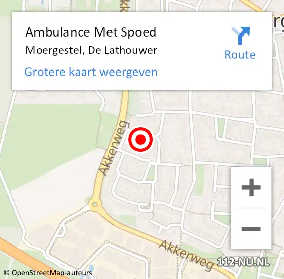 Locatie op kaart van de 112 melding: Ambulance Met Spoed Naar Moergestel, De Lathouwer op 9 juni 2014 12:46
