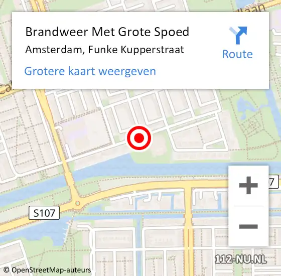 Locatie op kaart van de 112 melding: Brandweer Met Grote Spoed Naar Amsterdam, Funke Kupperstraat op 1 mei 2021 17:41