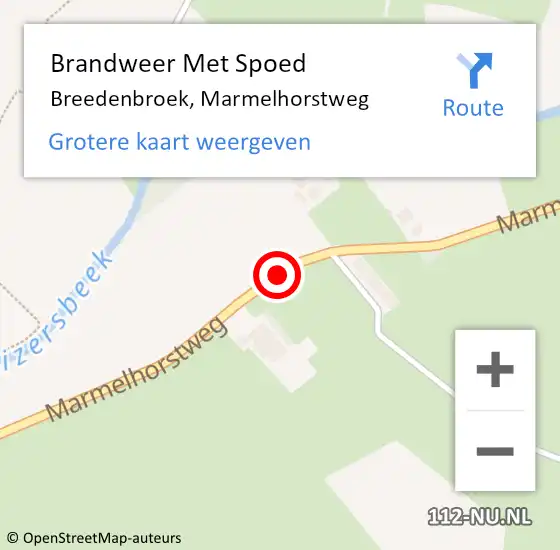 Locatie op kaart van de 112 melding: Brandweer Met Spoed Naar Breedenbroek, Marmelhorstweg op 1 mei 2021 17:59
