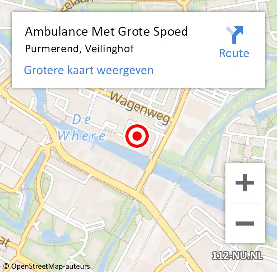 Locatie op kaart van de 112 melding: Ambulance Met Grote Spoed Naar Purmerend, Veilinghof op 1 mei 2021 18:04