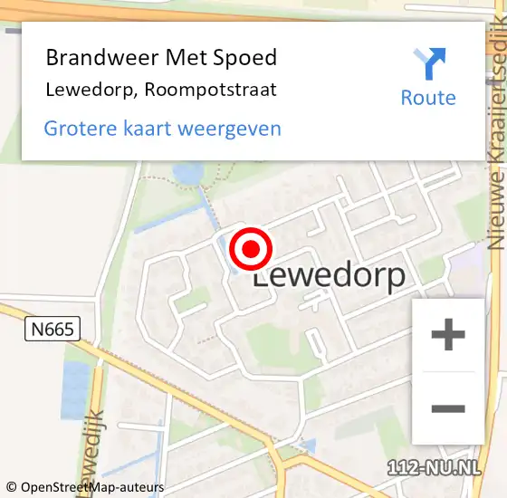 Locatie op kaart van de 112 melding: Brandweer Met Spoed Naar Lewedorp, Roompotstraat op 1 mei 2021 19:54