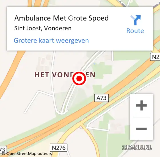 Locatie op kaart van de 112 melding: Ambulance Met Grote Spoed Naar Sint Joost, Vonderen op 1 mei 2021 20:19