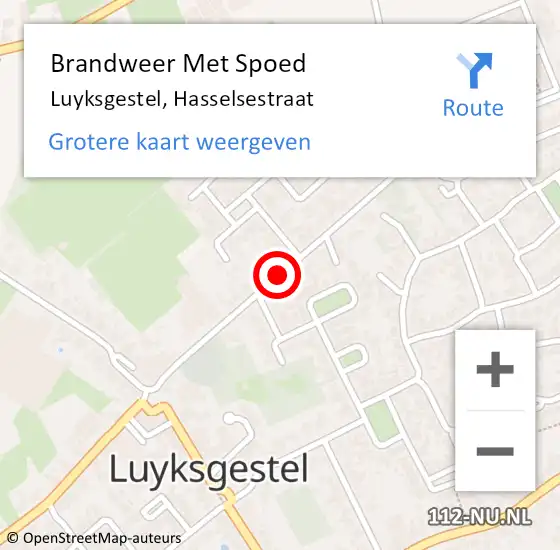 Locatie op kaart van de 112 melding: Brandweer Met Spoed Naar Luyksgestel, Hasselsestraat op 2 mei 2021 00:36