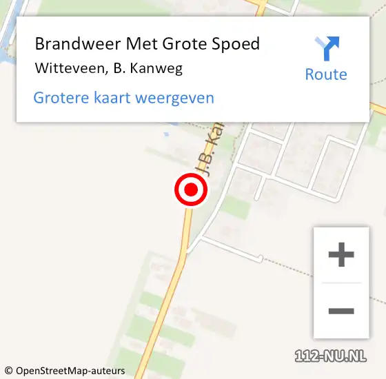 Locatie op kaart van de 112 melding: Brandweer Met Grote Spoed Naar Witteveen, B. Kanweg op 2 mei 2021 05:59
