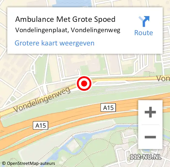 Locatie op kaart van de 112 melding: Ambulance Met Grote Spoed Naar Vondelingenplaat, Vondelingenweg op 2 mei 2021 09:33