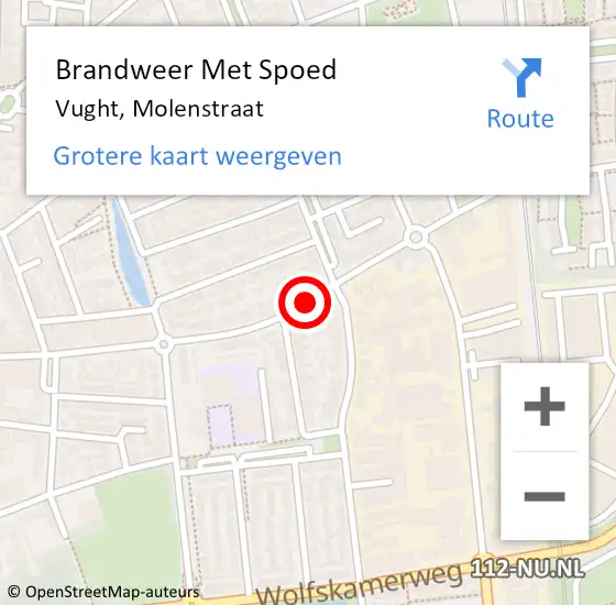 Locatie op kaart van de 112 melding: Brandweer Met Spoed Naar Vught, Molenstraat op 2 mei 2021 19:56