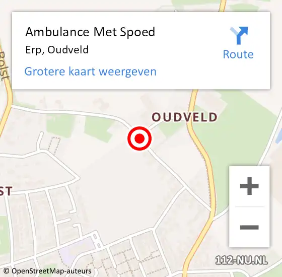 Locatie op kaart van de 112 melding: Ambulance Met Spoed Naar Erp, Oudveld op 9 juni 2014 14:34
