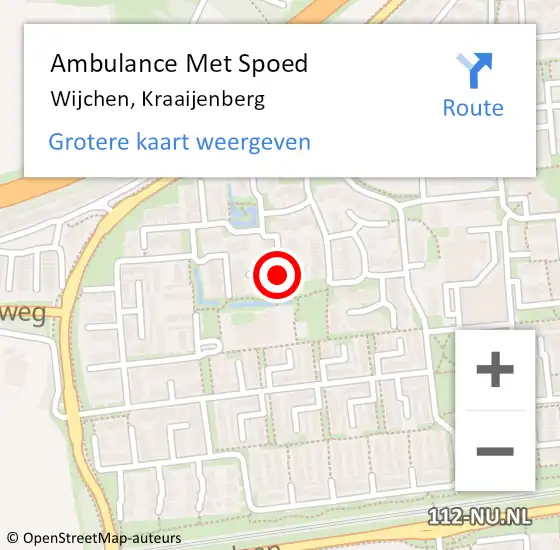 Locatie op kaart van de 112 melding: Ambulance Met Spoed Naar Wijchen, Kraayenberg op 3 mei 2021 03:37