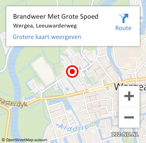 Locatie op kaart van de 112 melding: Brandweer Met Grote Spoed Naar Wergea, Leeuwarderweg op 3 mei 2021 07:50