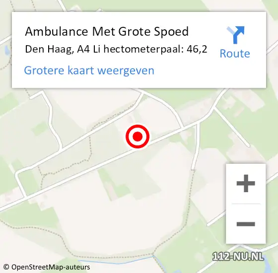 Locatie op kaart van de 112 melding: Ambulance Met Grote Spoed Naar Den Haag, A4 Li hectometerpaal: 46,2 op 3 mei 2021 11:20
