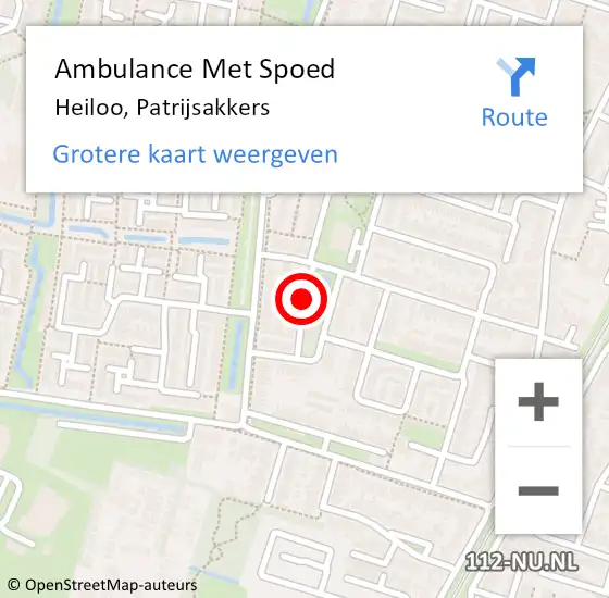Locatie op kaart van de 112 melding: Ambulance Met Spoed Naar Heiloo, Patrijsakkers op 3 mei 2021 14:29